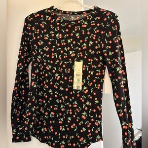 NOBO Black Cherry Print Long Sleeve Top